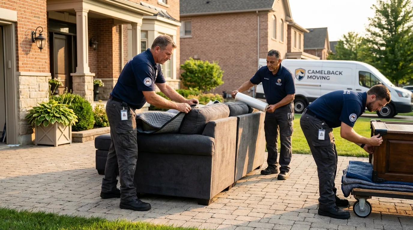 Large estate moving crew wrapping furniture in Beacon, NY